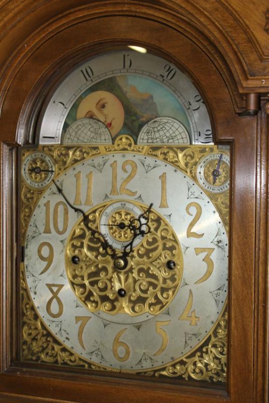 20th c Chippendale cherry tall case clock (1 of 5)