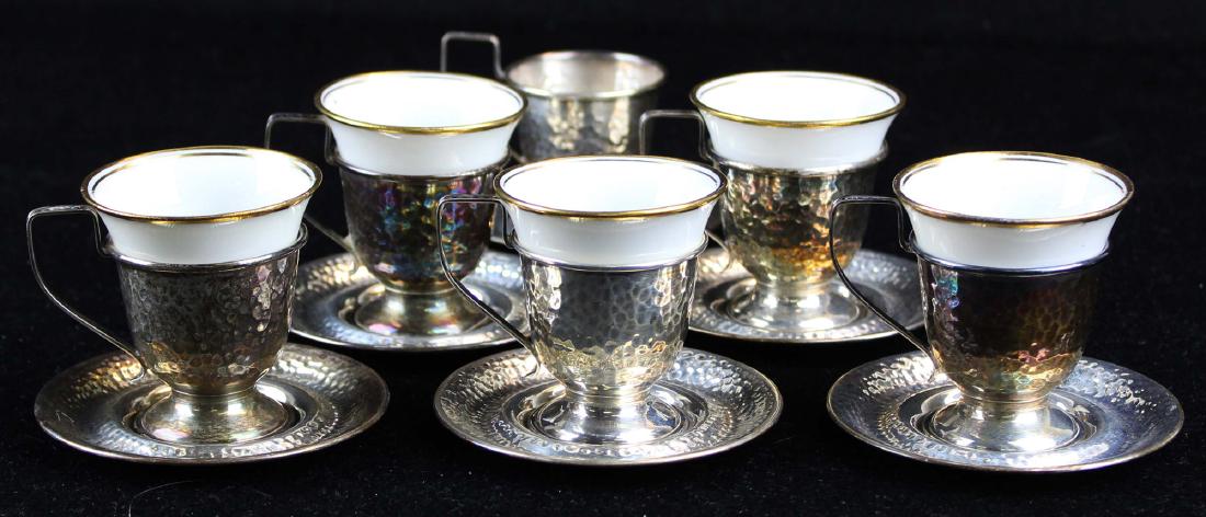 set of 6 sterling demitasse cups and saucers (1 of 6)