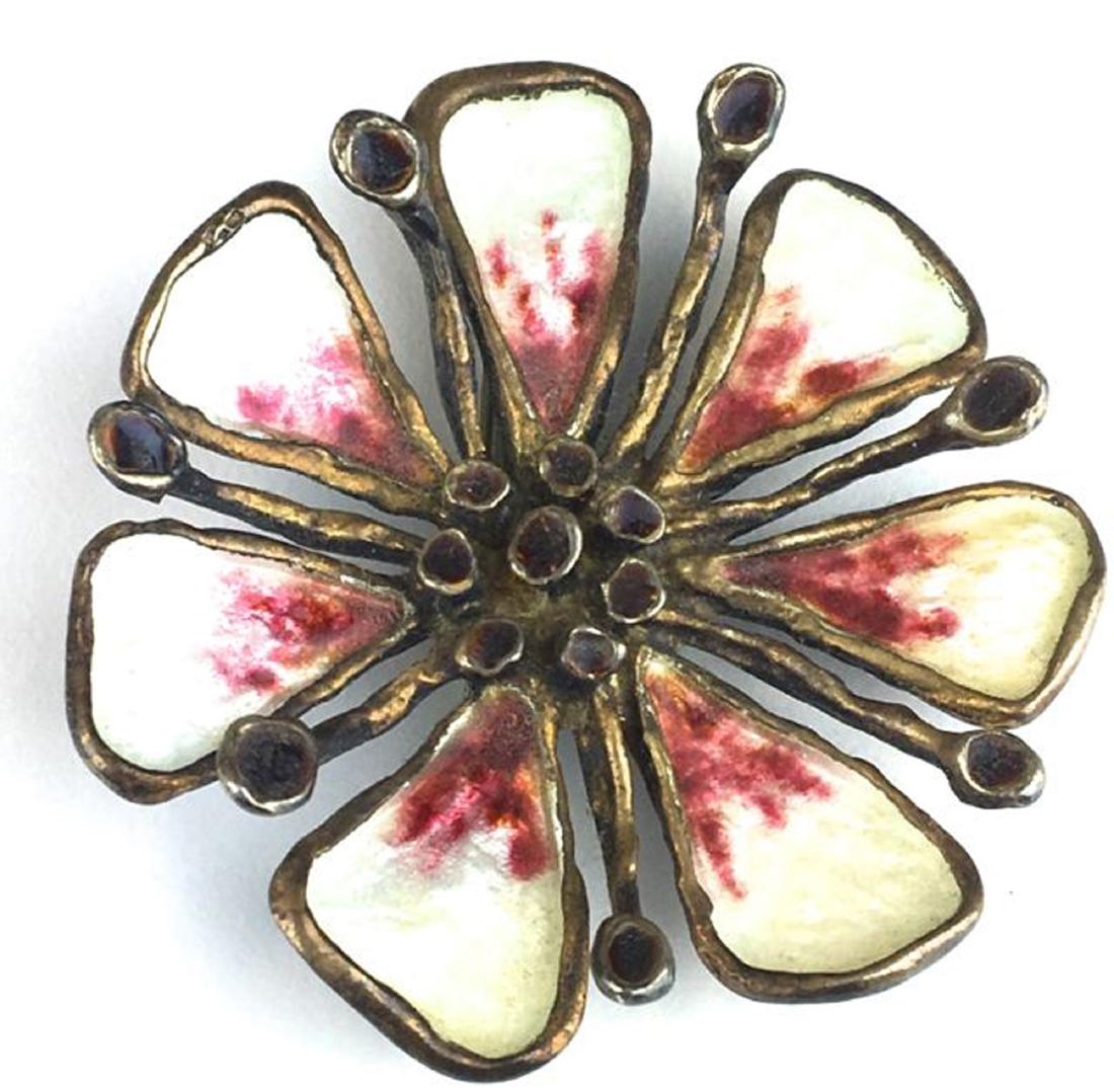 David Andersen sterling enamel floral brooch. (1 of 2)