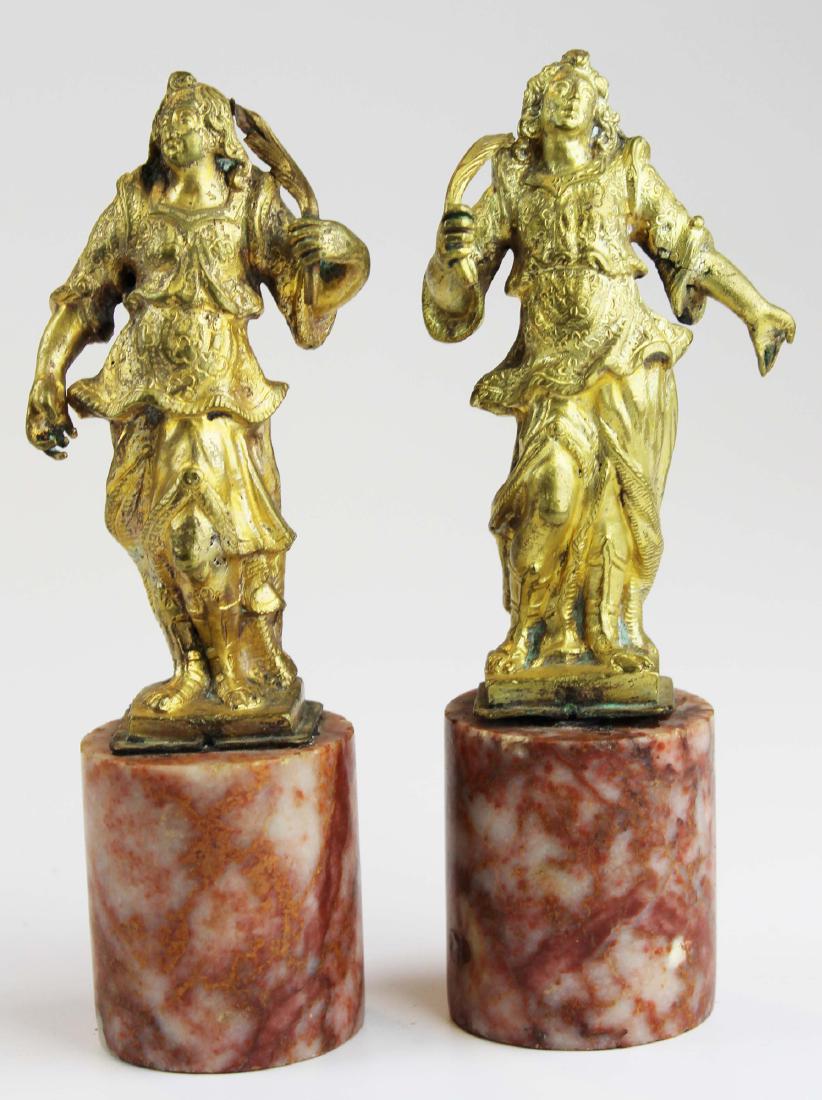 pr of 17th c small gilt angels from alter piece (1 of 4)