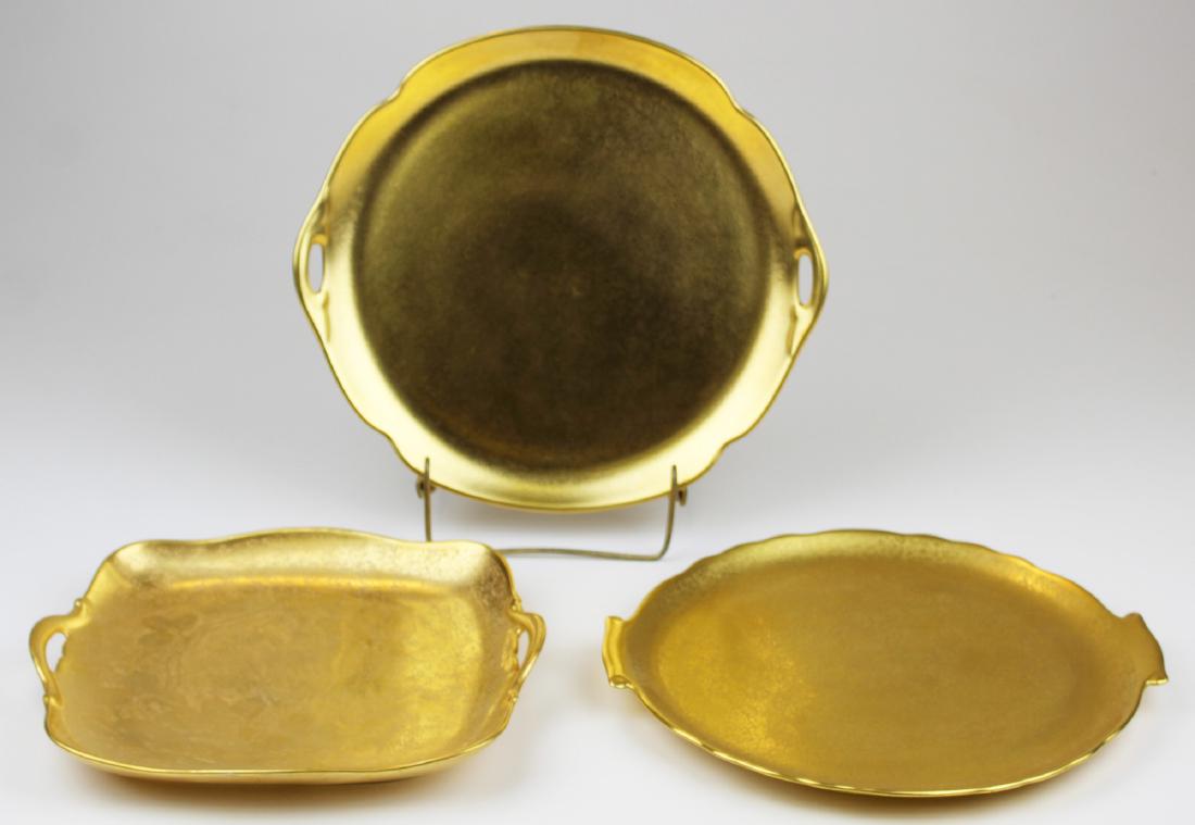 3 AOG Gold Engraved porcelain handled plates (1 of 9)