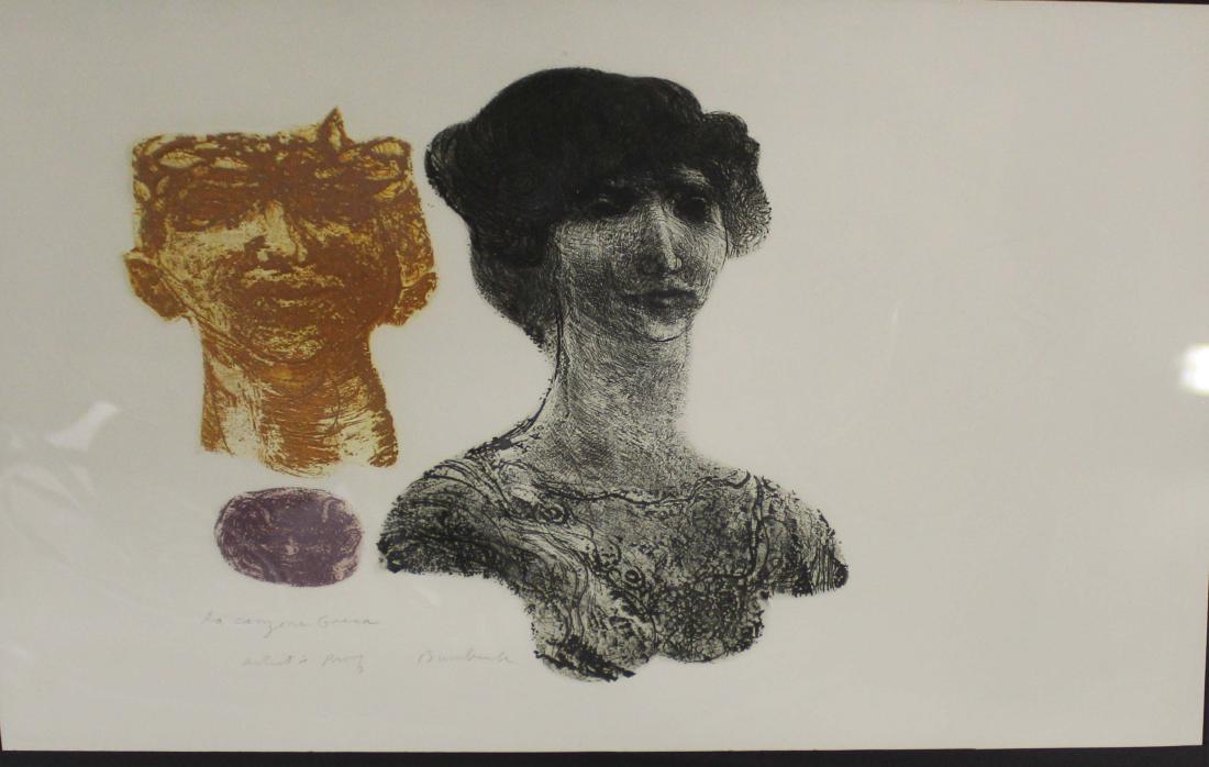 David Bumbeck (VT 1940) La Cazzone Grecia: David Bumbeck (Vermont 1940-) La Cazzone Grecia etching and multiple print process on paper signed and titled lower left 12 x 18"