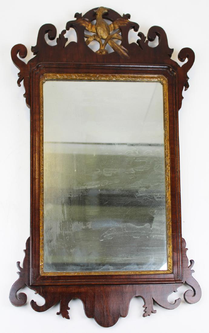 Chippendale mahogany mirror with crest (1 of 6)