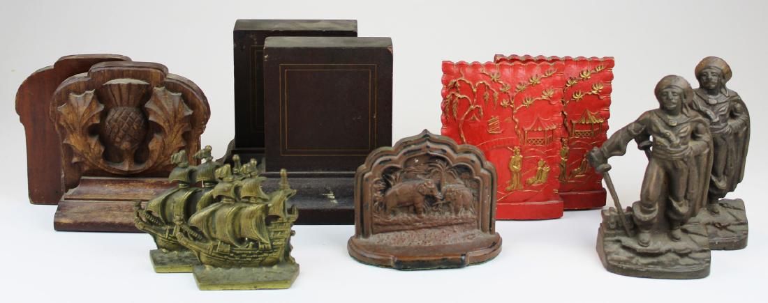 5 pair of early 20th c bookends (1 of 2)