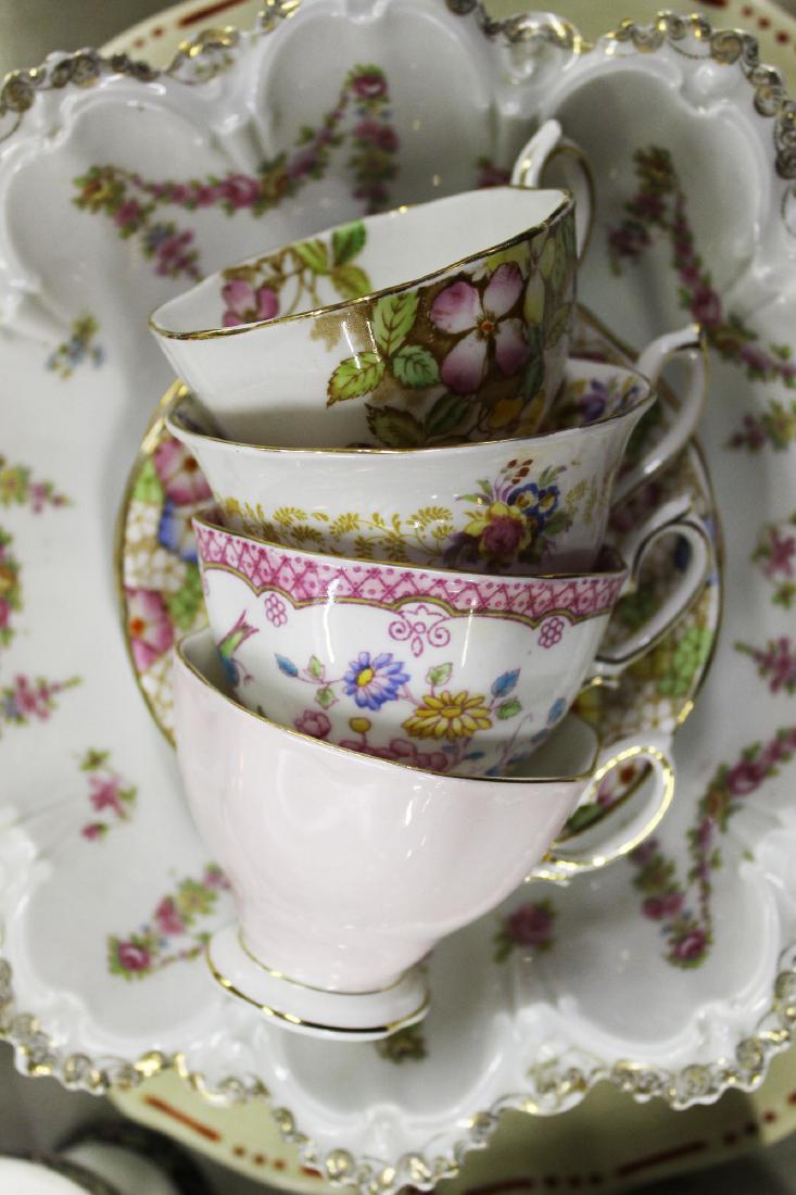 lot of European porcelain serving dishes: lot of European porcelain serving dishes including R. S. Prussian bowl, Bavarian and Austrian late Victorian bowls, Royal Albert teapot and other English bone china tea cups