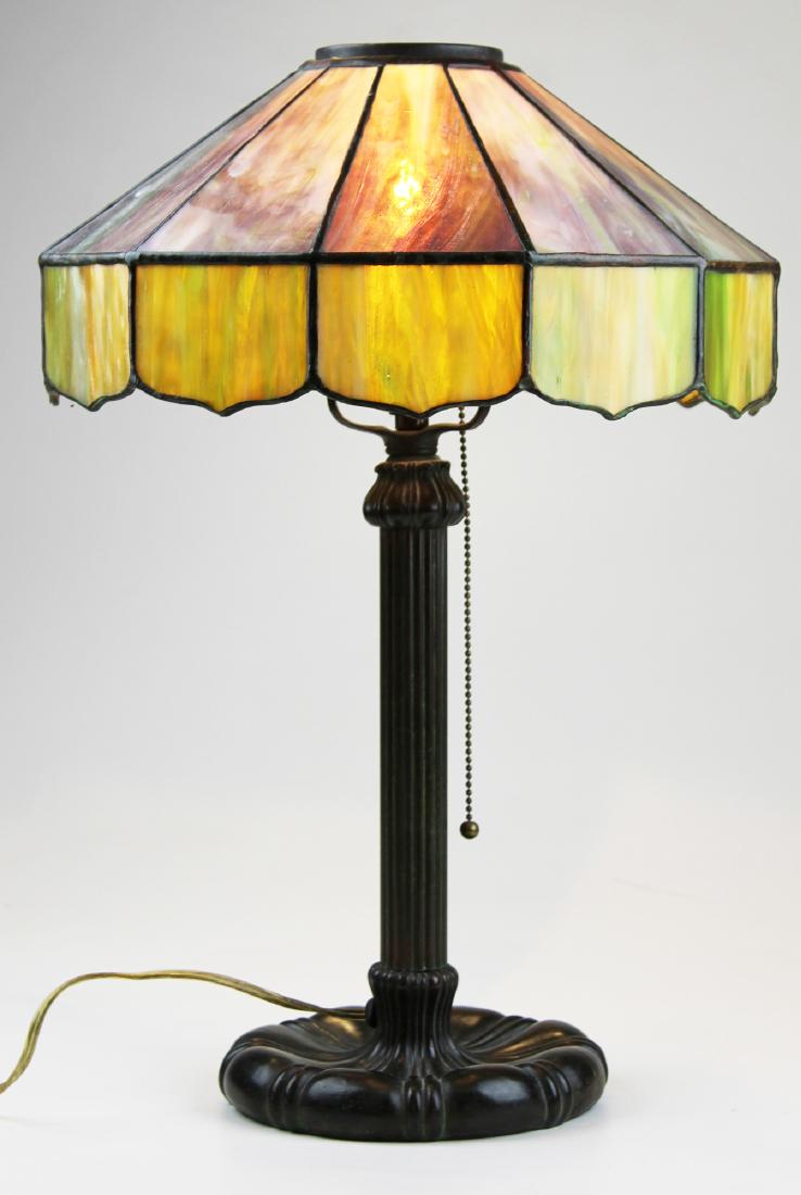 early 20th c leaded glass shade table lamp (1 of 8)