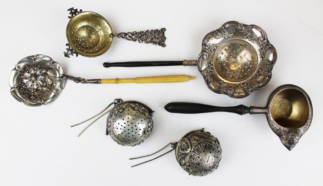 collection of 6 Victorian silver tea strainers (1 of 6)