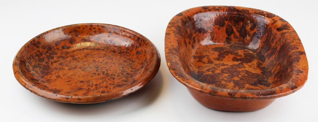 early 19th c redware trencher & bowl (1 of 4)