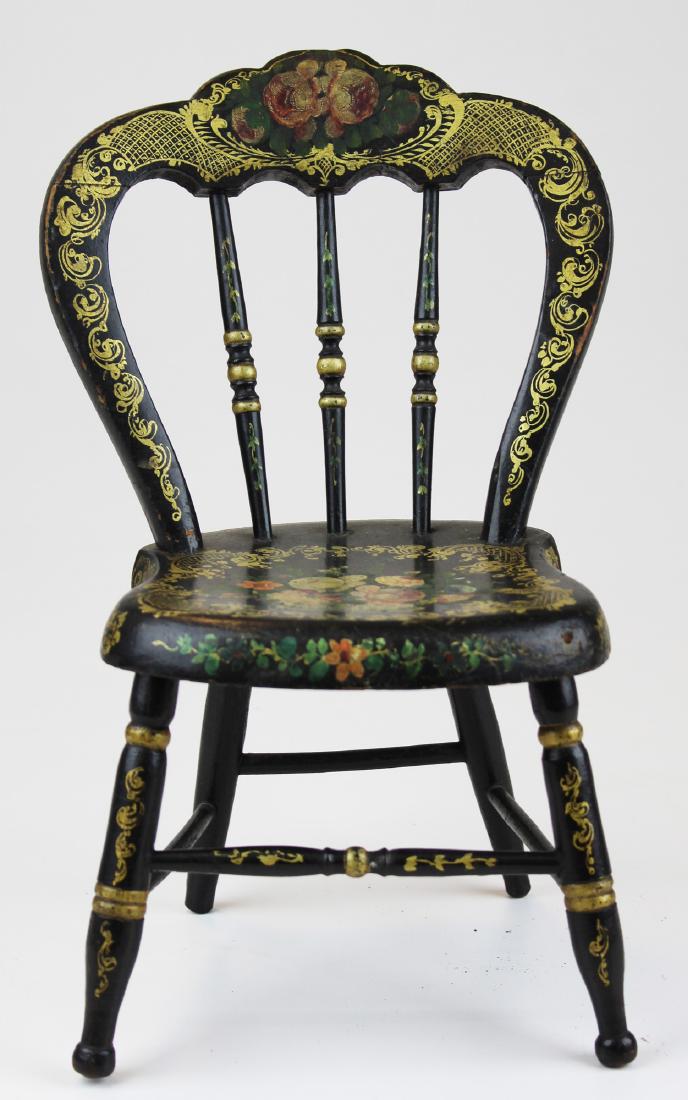 miniature 19th c Victorian decorated doll's chair (1 of 11)