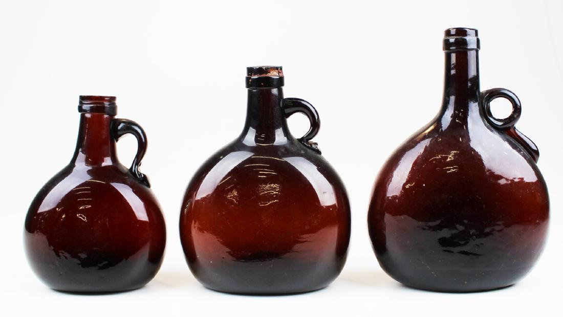 three ca 1850's chestnut whiskey bottles (1 of 7)