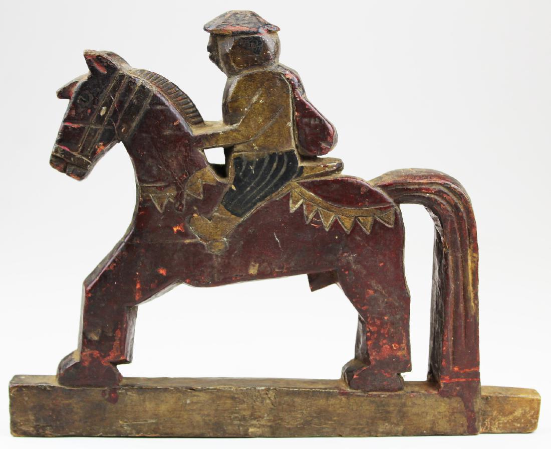 early 19th c carved & painted horse & rider (1 of 6)