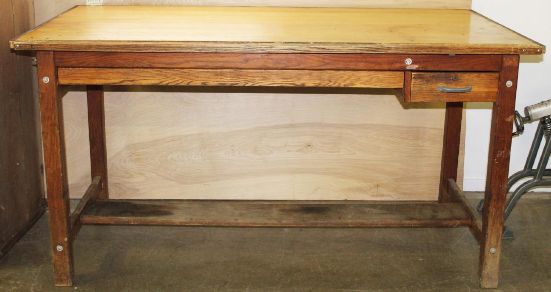 mid 20th c tilt top drafting table: mid 20th c tilt top drafting table, length 65" x 37" x 37"