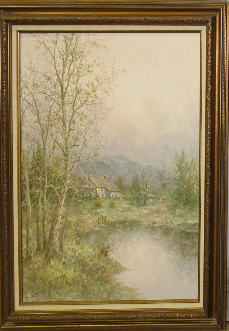 Hyun Bo Yoo (SK 1946-) Landscape: Hyun Bo Yoo (South Korea 1946-) Landscape with cottage signed lower left oil on canvas 24 x 30"