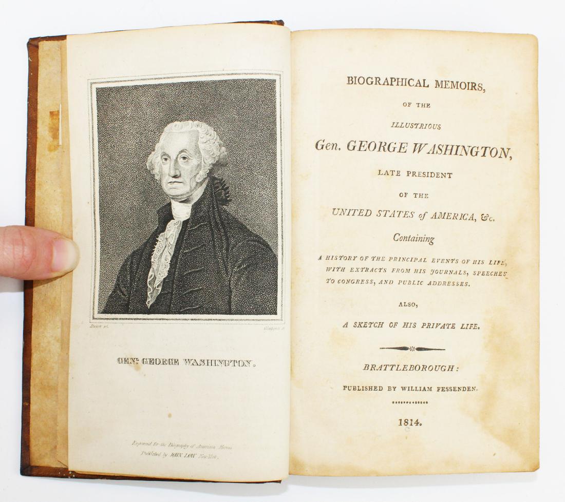 1814 "Memoirs of Gen. George Washington": 1814 "Biographical Memoirs of the Illustrious General George Washington", William Fessenden, Brattleborough, Washington's portrait inserted- published by John Low after Gilbert Stuart