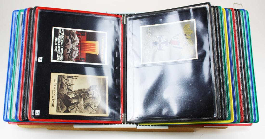 Nazi and Soviet postcards incl. propaganda cartoons: extensive collection of 1930's-1940's Nazi and Soviet WWII era postcards including propaganda cartoons, some with stamps and postmarks approximately 89 pieces