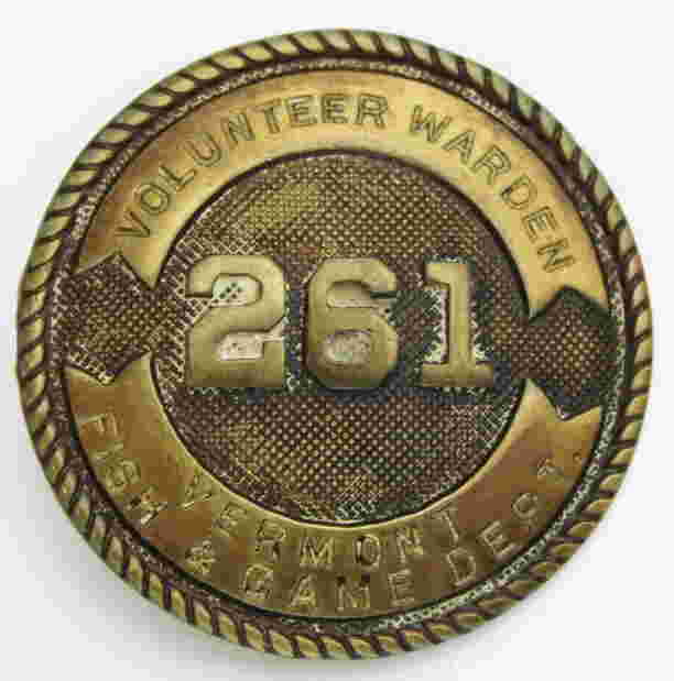 Vermont Fish & Game Volunteer Warden badge