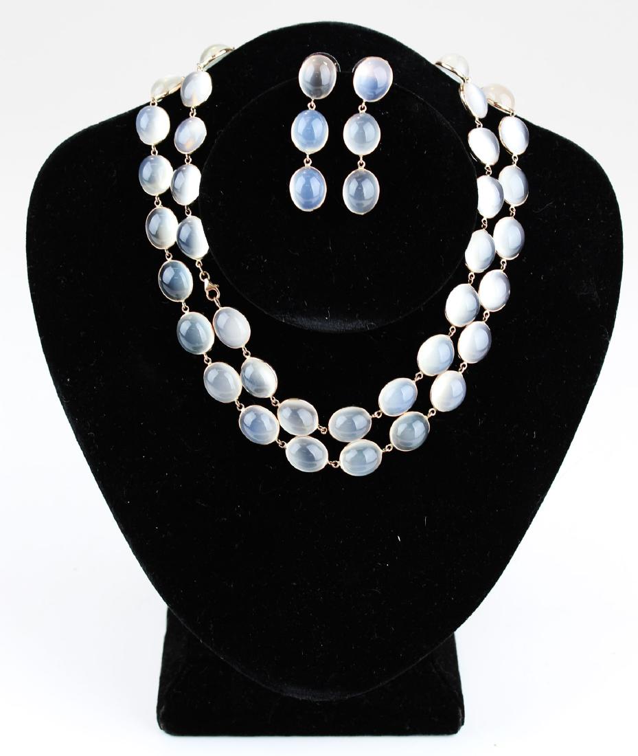 Moonstone rose gold necklace & earrings (1 of 6)