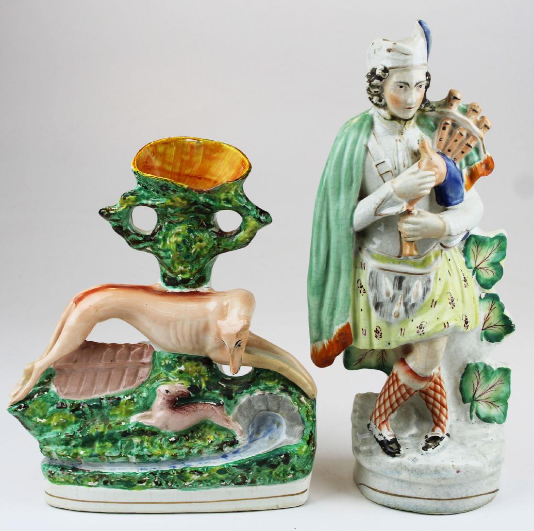 2  large Staffordshire pottery mantel figures (1 of 3)