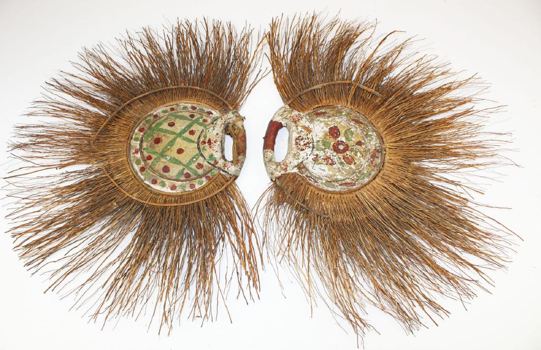 pr of early primitive India/ SE Asian hand fans (1 of 4)