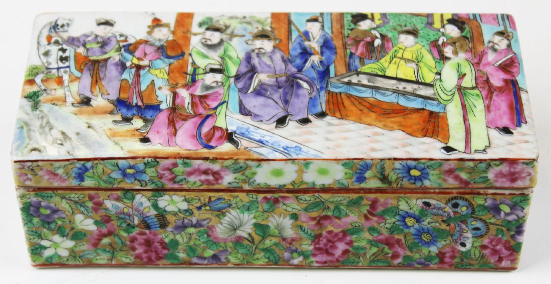 19th c Chinese Rose Mandarin porcelain box (1 of 6)