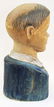 early 20th c folk art wooden bust of boy - 3