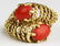 Red coral & yellow gold ring