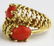 Red coral & yellow gold ring - 2