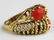Red coral & yellow gold ring - 3