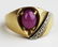 Pink star sapphire & diamond men's ring - 2