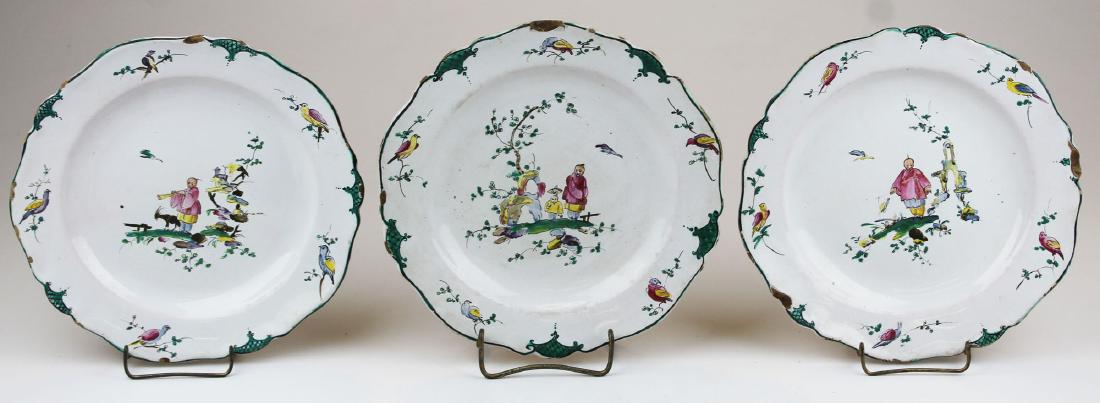 3 18th c. Veuve Perrin French faience plates (1 of 6)