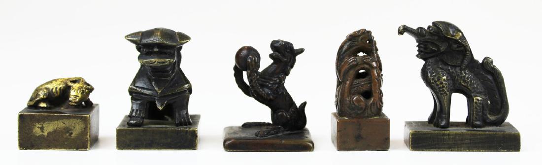 five 18th- 19th c Chinese brass seals (1 of 4)