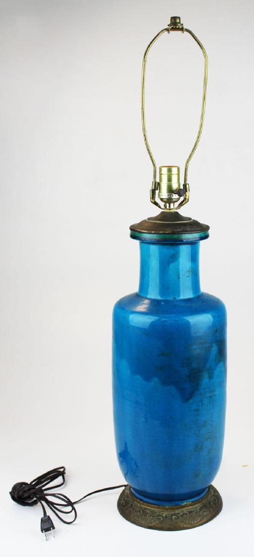 19th c Chinese blue flambÃ© vase/ lamp (1 of 5)