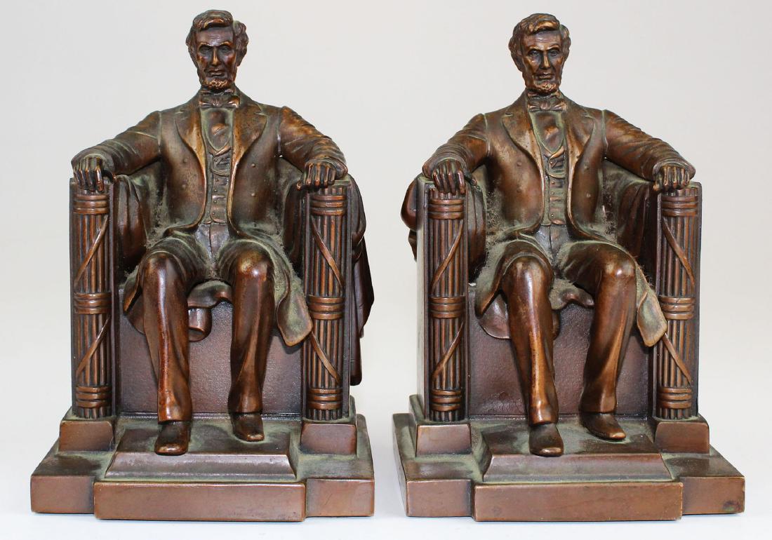 early 20th c Jennings Bros Lincoln bookends (1 of 7)