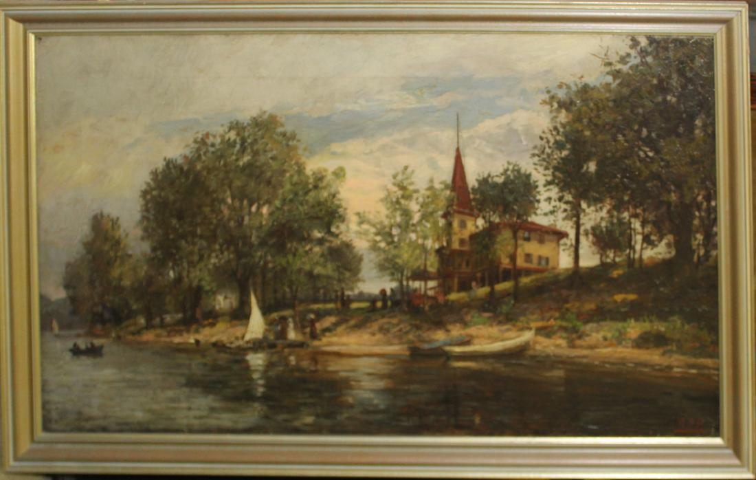 19th c River scene Monogrammed WPP (1 of 3)