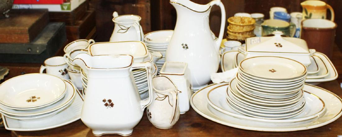 77 pcs. Copper tea leaf decorated ironstone (1 of 5)