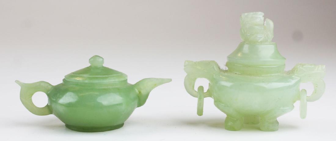 20th c Chinese miniature carved jade vessels (1 of 3)