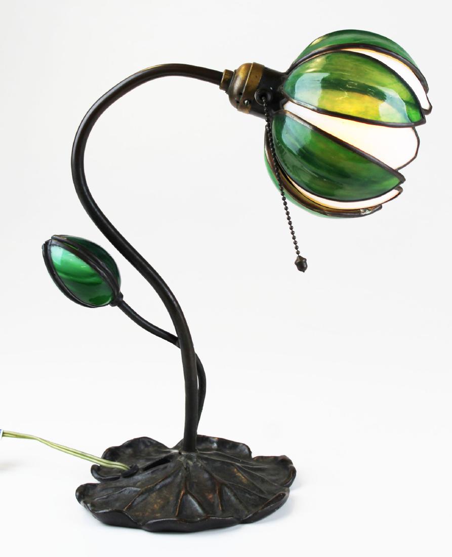 late 20th c stained glass lily pad desk lamp (1 of 6)