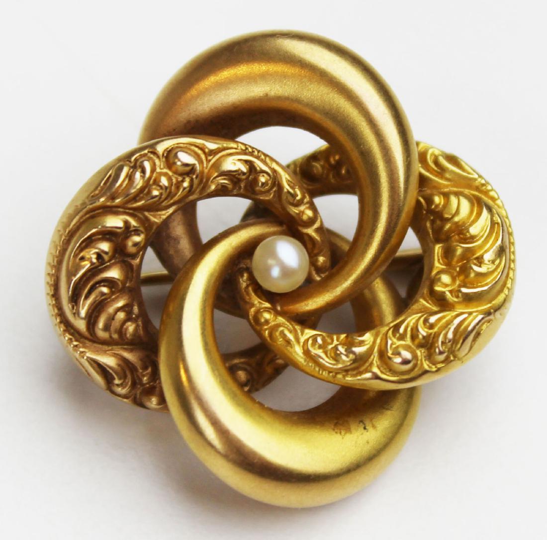 Victorian 14k yellow gold & pearl pin (1 of 7)
