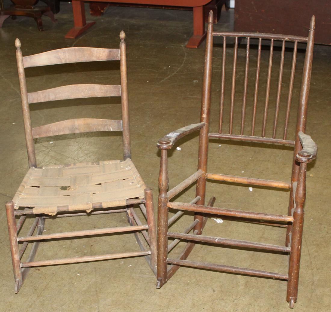 shaker type rocker with wooden pins shaker type rocker with wooden pins