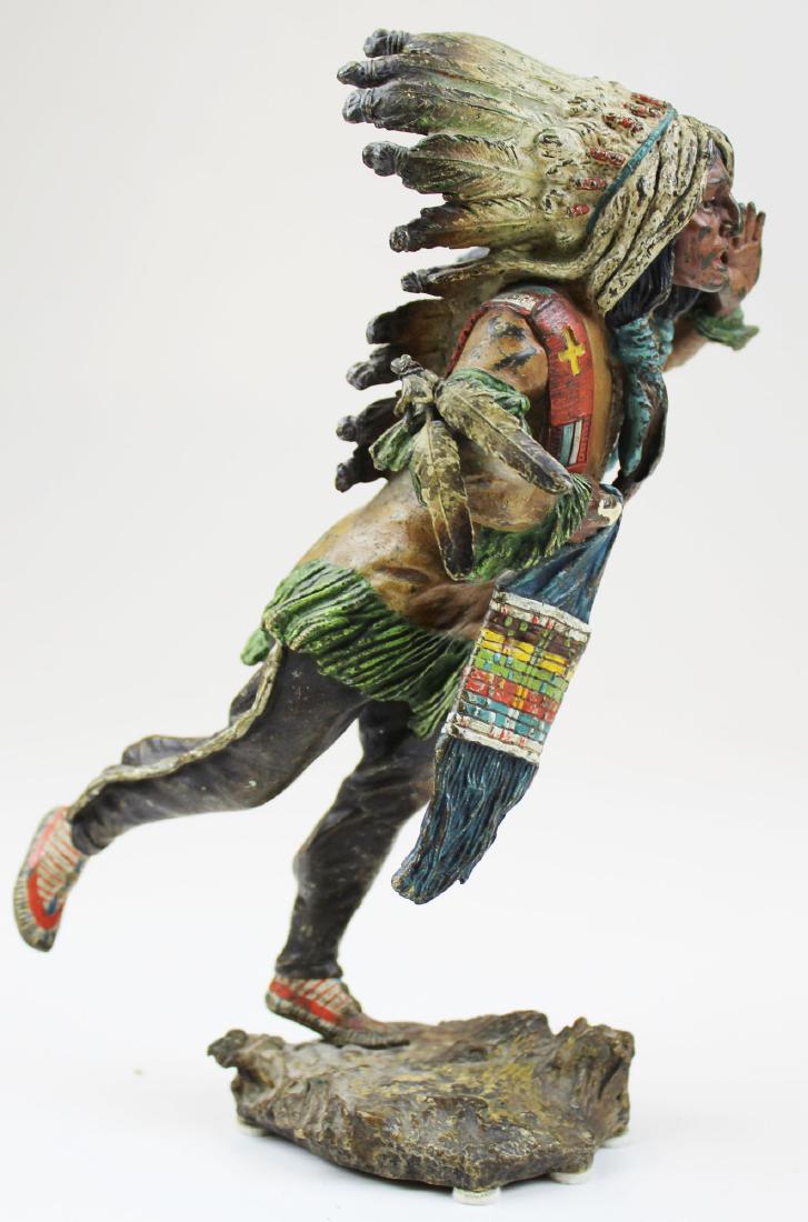 Carl Kauba The Running Indian bronze figure: Carl Kauba (1865-1922) The Running Indian Austrian cold painted bronze figure, some losses to paint 10" x 6"
