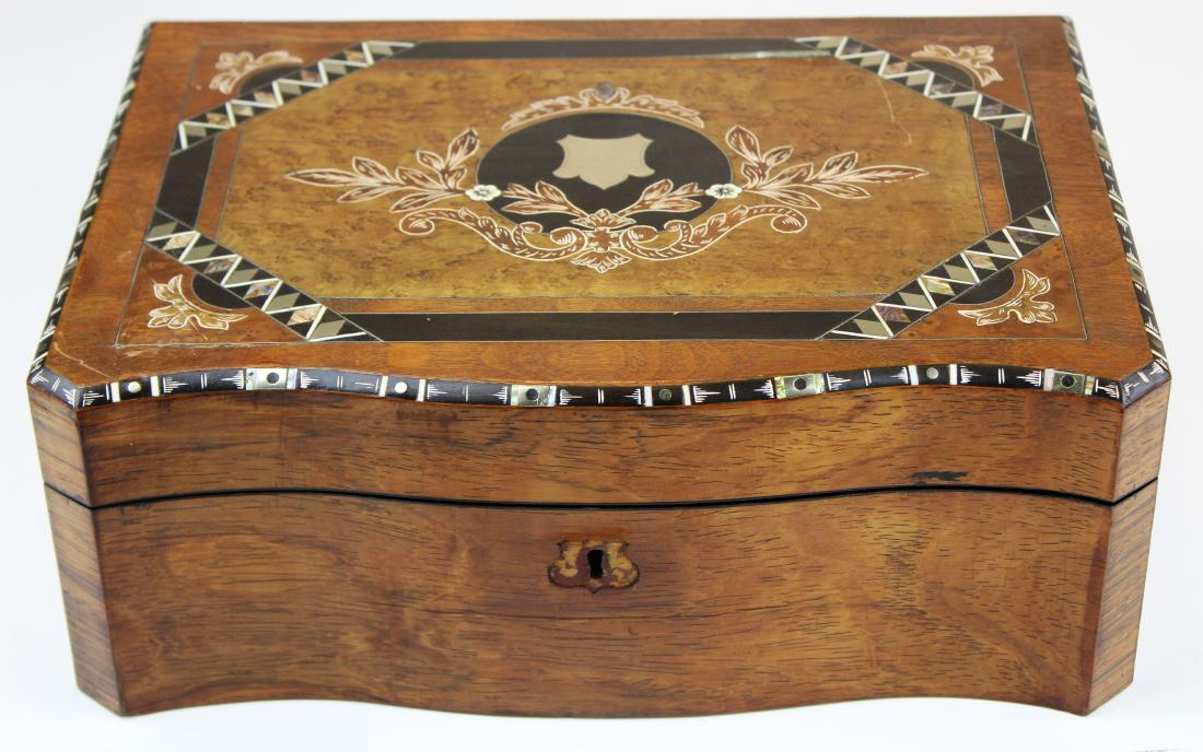 1880's serpentine front inlaid lap desk (1 of 6)
