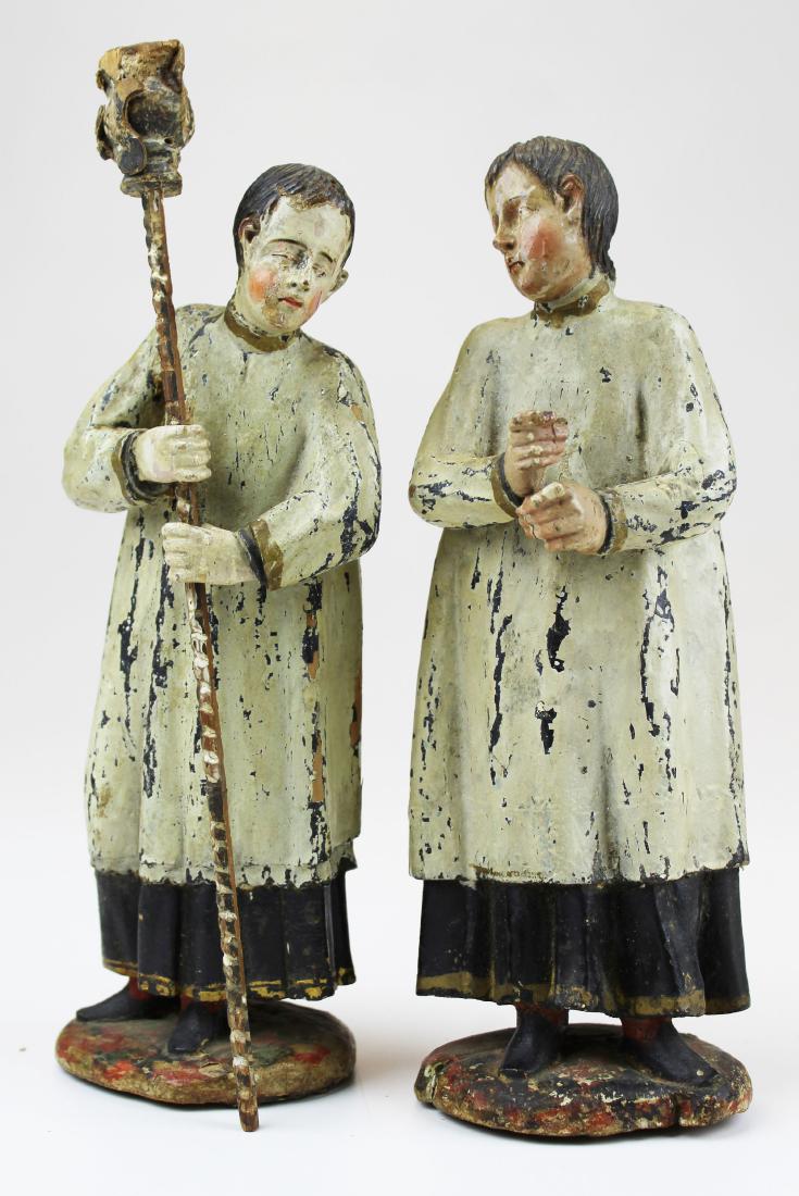 pr. of 17th/ 18th c acolyte choir boy figures (1 of 7)