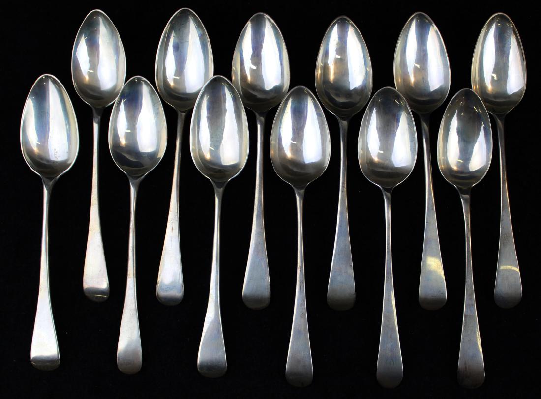 12 early 19th c. London sterling table spoons (1 of 10)
