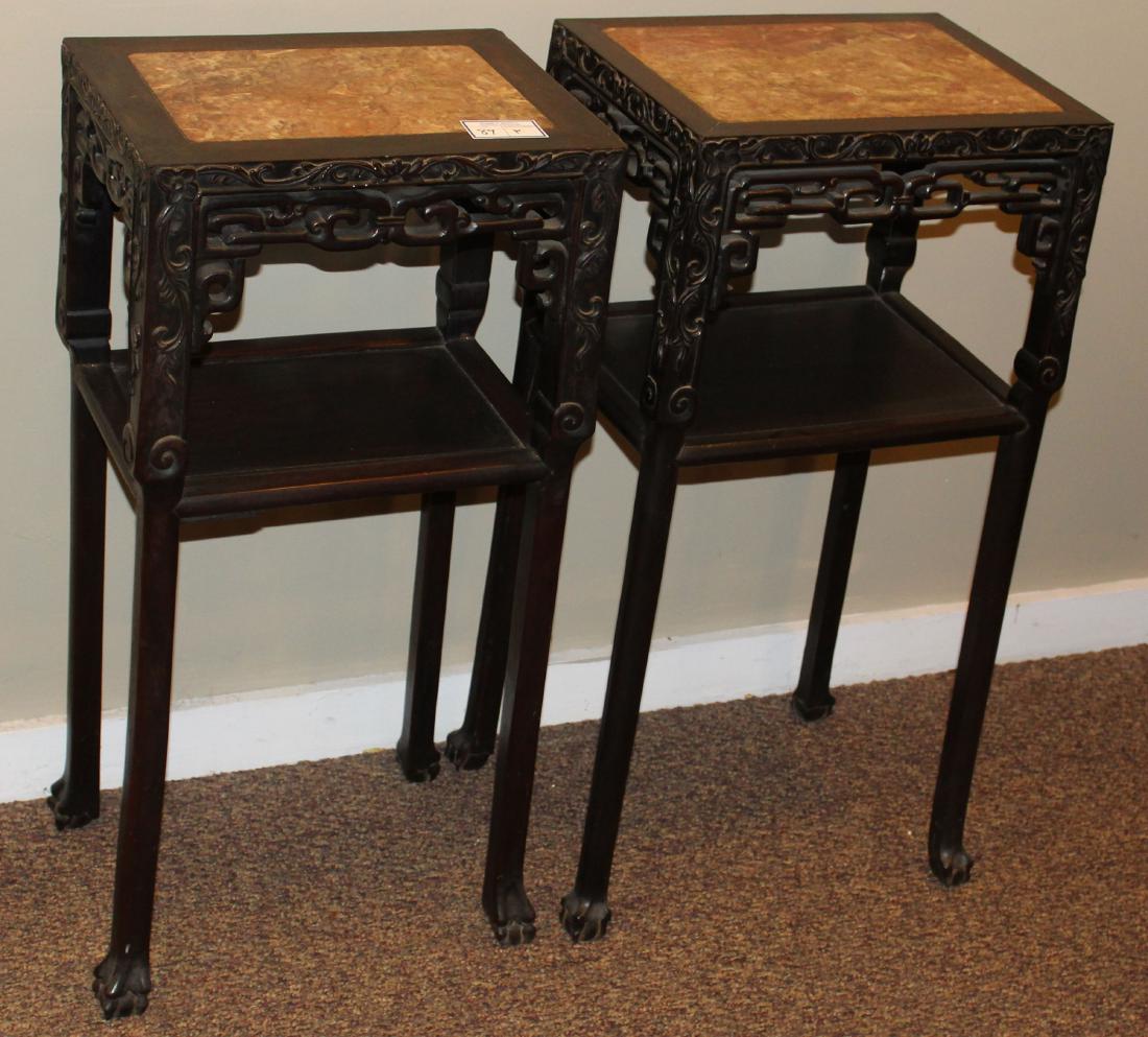 pr of early 20th c Chinese marble top stands (1 of 1)