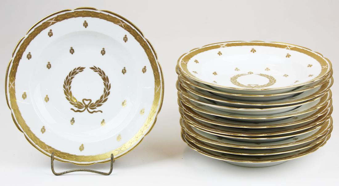 12 gilt Saxe Austrian porcelain soup plates (1 of 4)