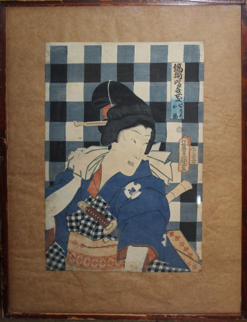 19th c Japanese Ukiyo-e woodblock print (1 of 4)