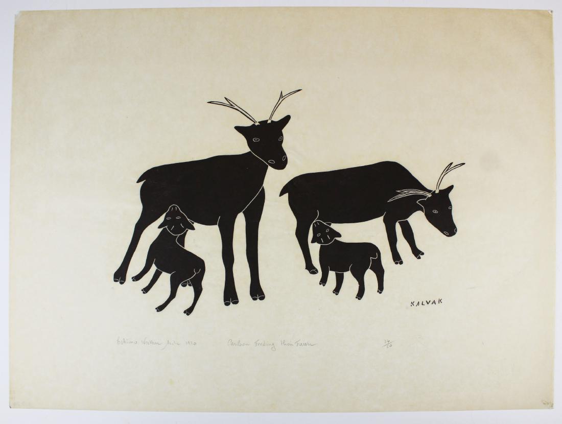 1969 Helen Kalvak Caribou Feeding Their Fawn (1 of 4)