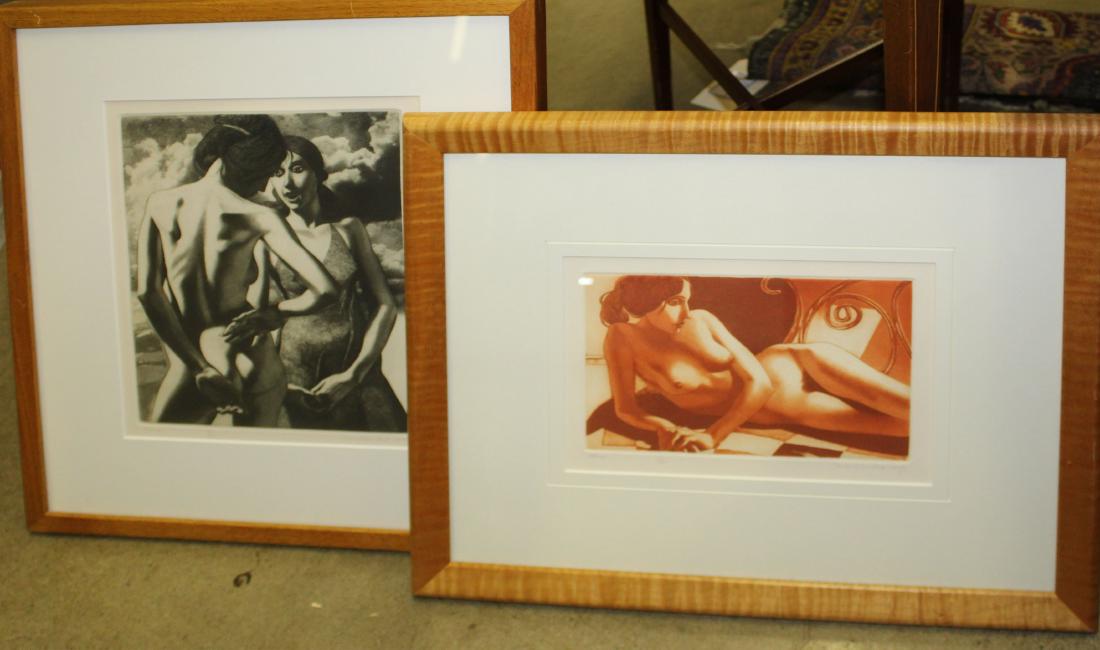 David Bumbeck (Vermont 20th c ) Two aquatints (1 of 4)