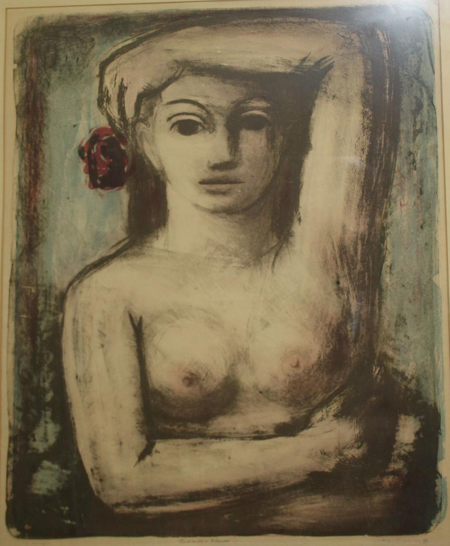 Max Kahn (AM 1902-2005) Girl with Flowers: Max Kahn (American 1902-2005) Girl with Flowers signed lower margin 19 x 24"