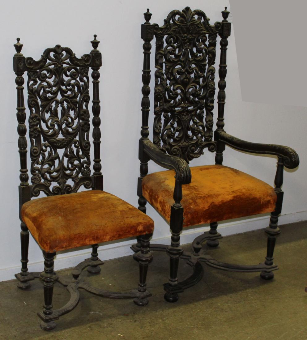 set of six late 19th c  Jacobean dining chairs (1 of 2)